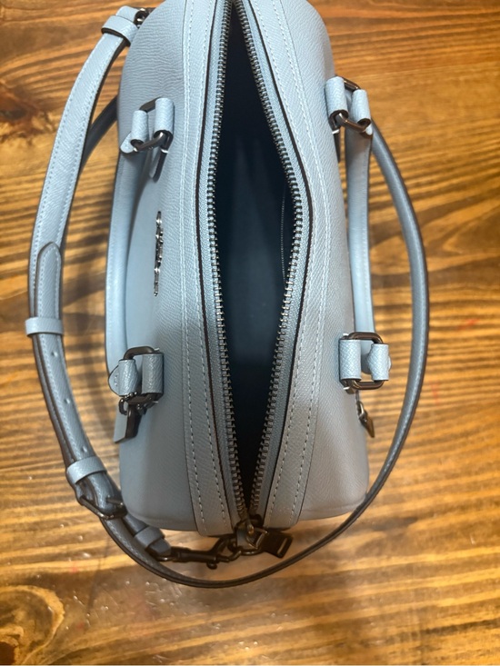 Coach Handbags - Coach Light Blue Leather Satchel with Double-Zip